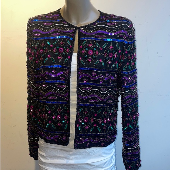 Papell Boutique vintage sequins jacket - Picture 3 of 5